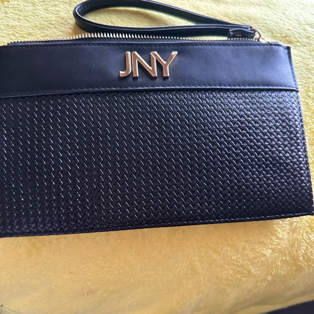 Jones New York Black Wristlet with Gold Logo